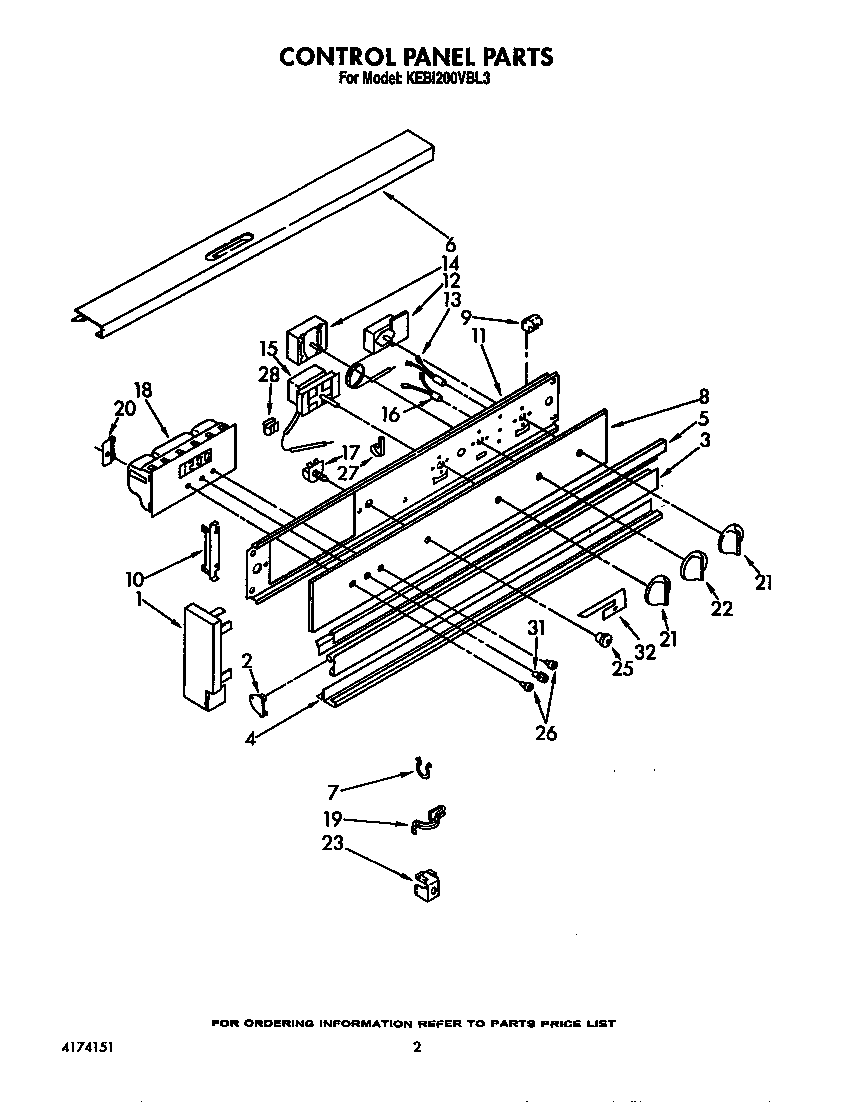 KitchenAid KEBI200VBL3 control panel diagram