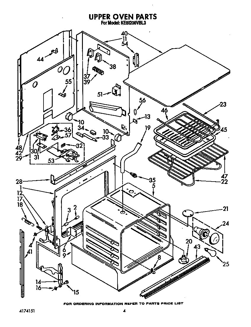 KitchenAid KEBI200VBL3 upper oven diagram