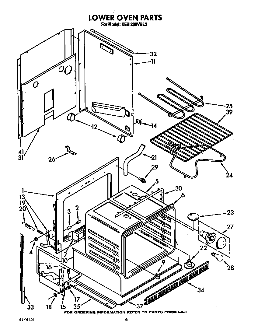 KitchenAid KEBI200VBL3 lower oven diagram