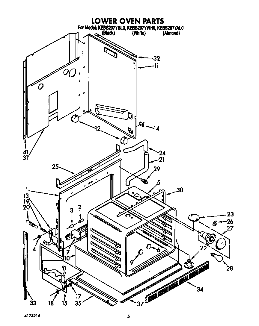 KitchenAid KEBS207YWH0 lower oven diagram