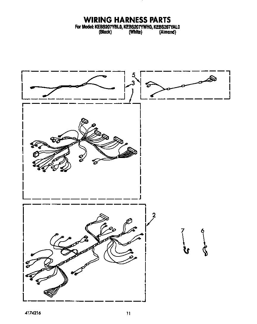 KitchenAid KEBS207YWH0 wiring harness diagram
