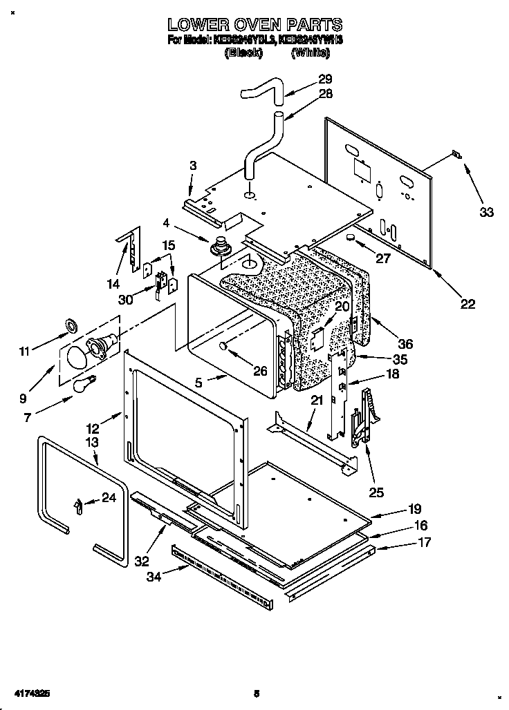KitchenAid KEBS246YWH3 lower oven diagram