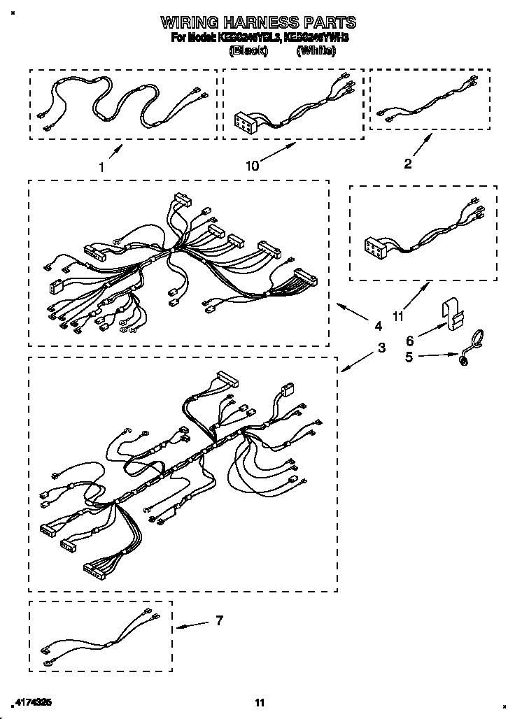 KitchenAid KEBS246YWH3 wiring harness diagram