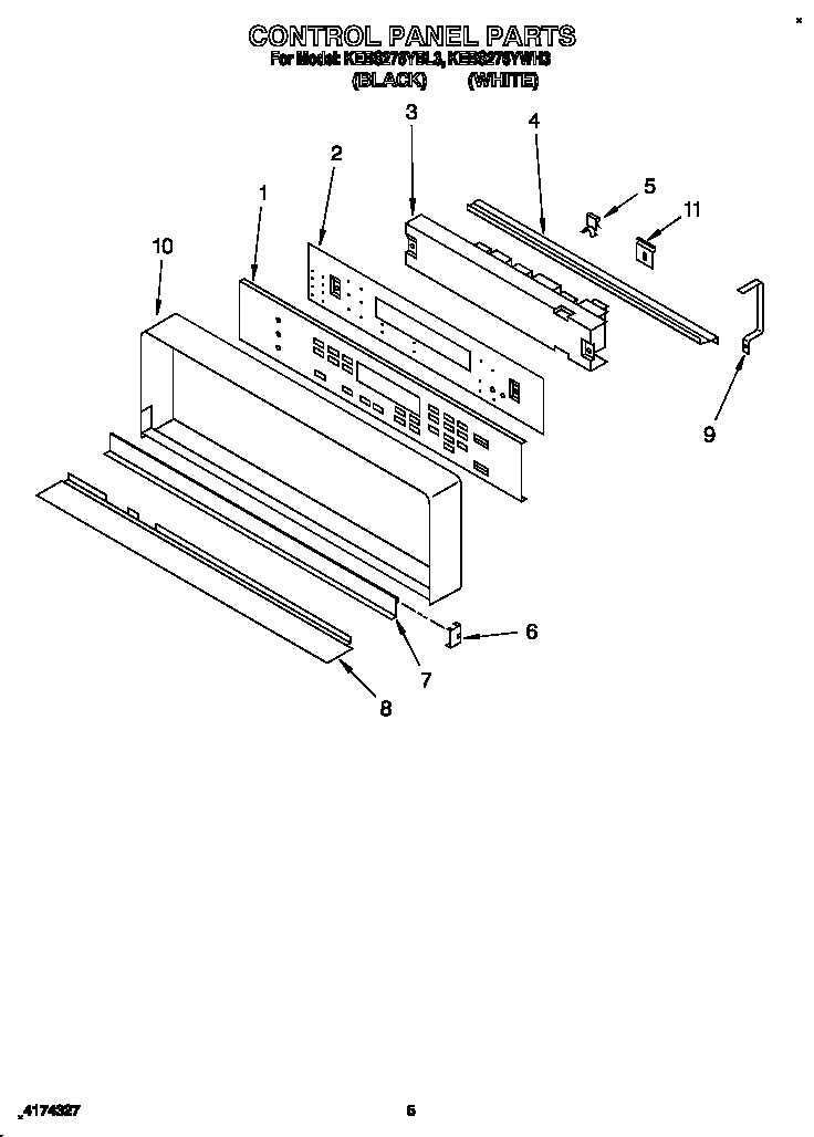 KitchenAid KEBS276YWH3 control panel diagram