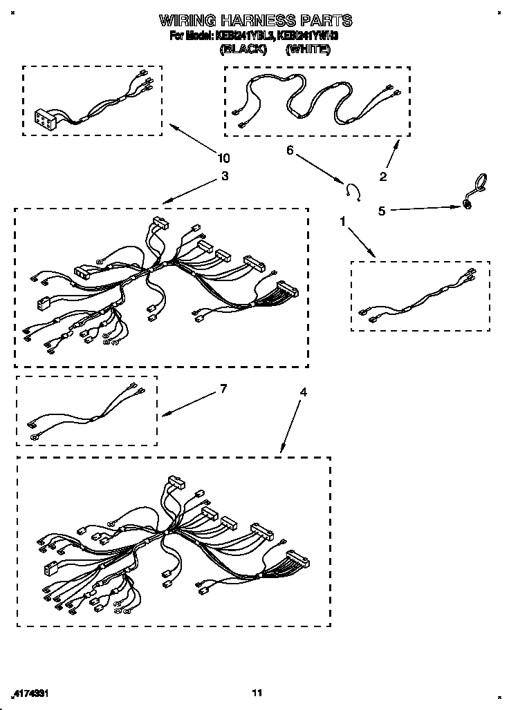 KitchenAid KEBI241YWH3 wiring harness diagram