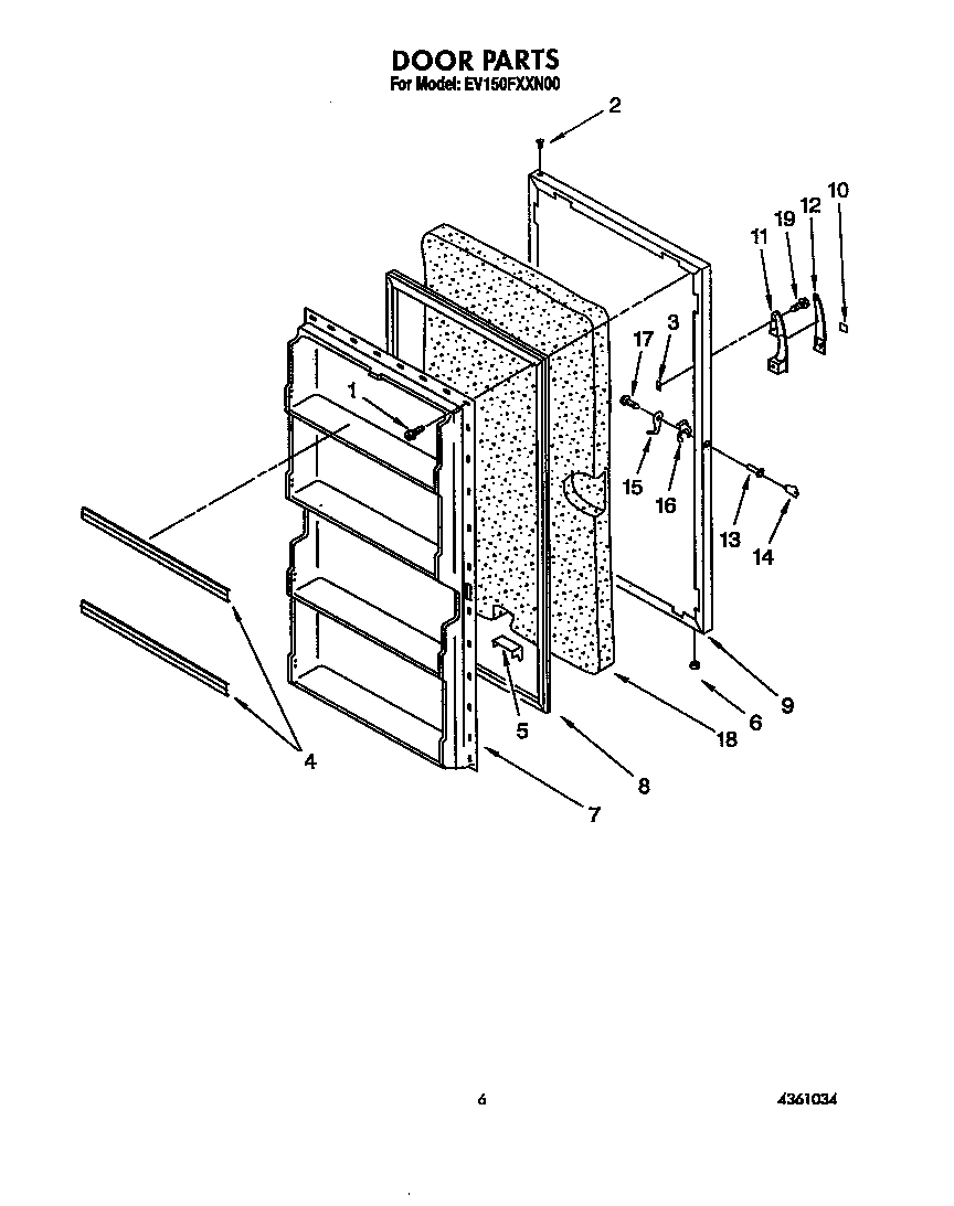 Whirlpool EV150FXXN00 door diagram
