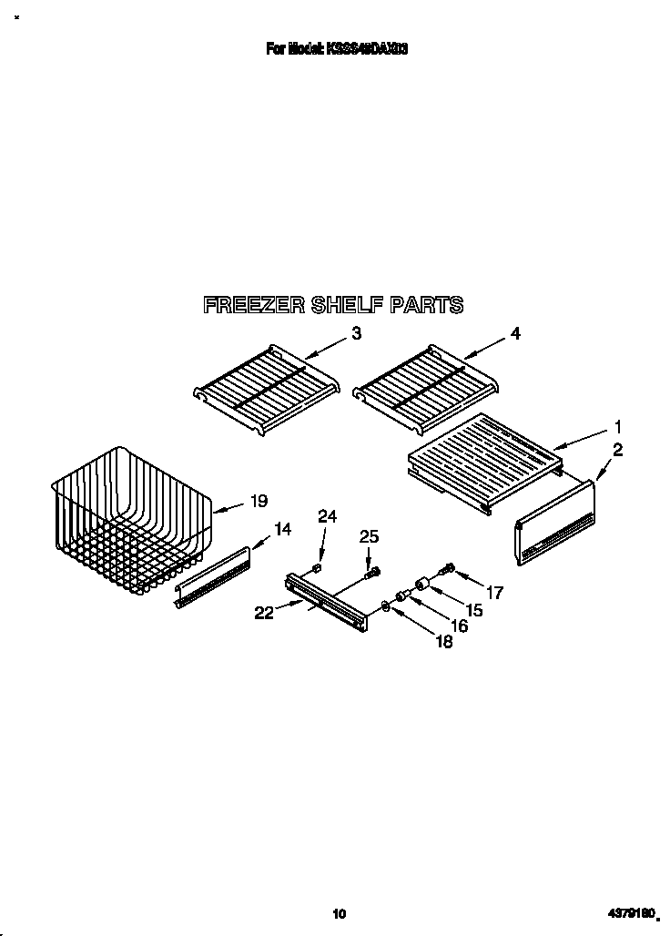 KitchenAid KSSS48DAX03 freezer shelf diagram