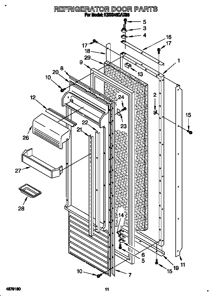KitchenAid KSSS48DAX03 refrigerator door diagram