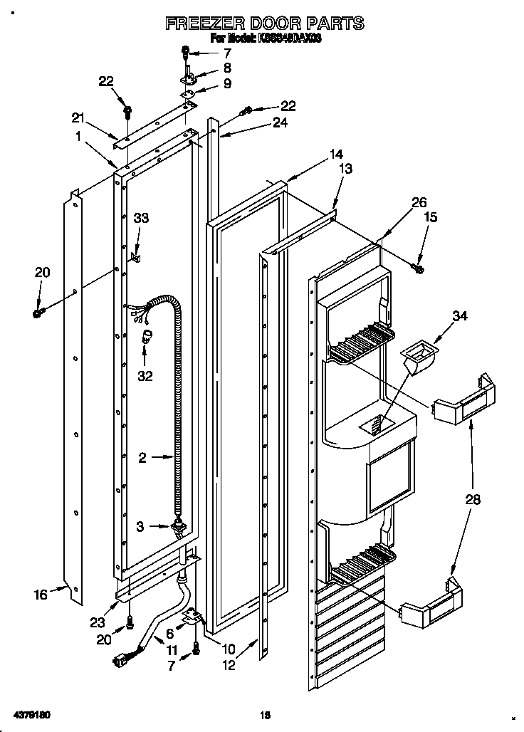 KitchenAid KSSS48DAX03 freezer door diagram