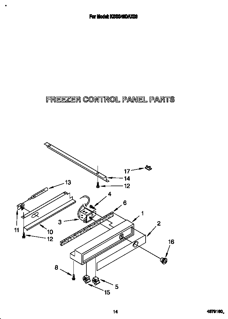 KitchenAid KSSS48DAX03 freezer control panel diagram