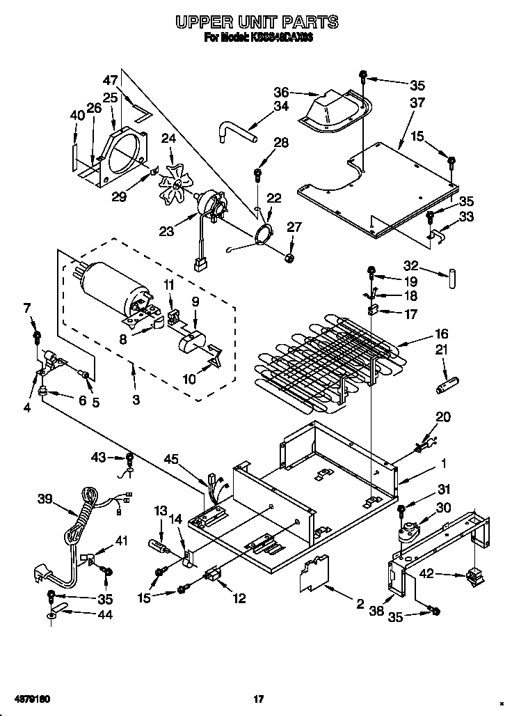 KitchenAid KSSS48DAX03 upper unit diagram