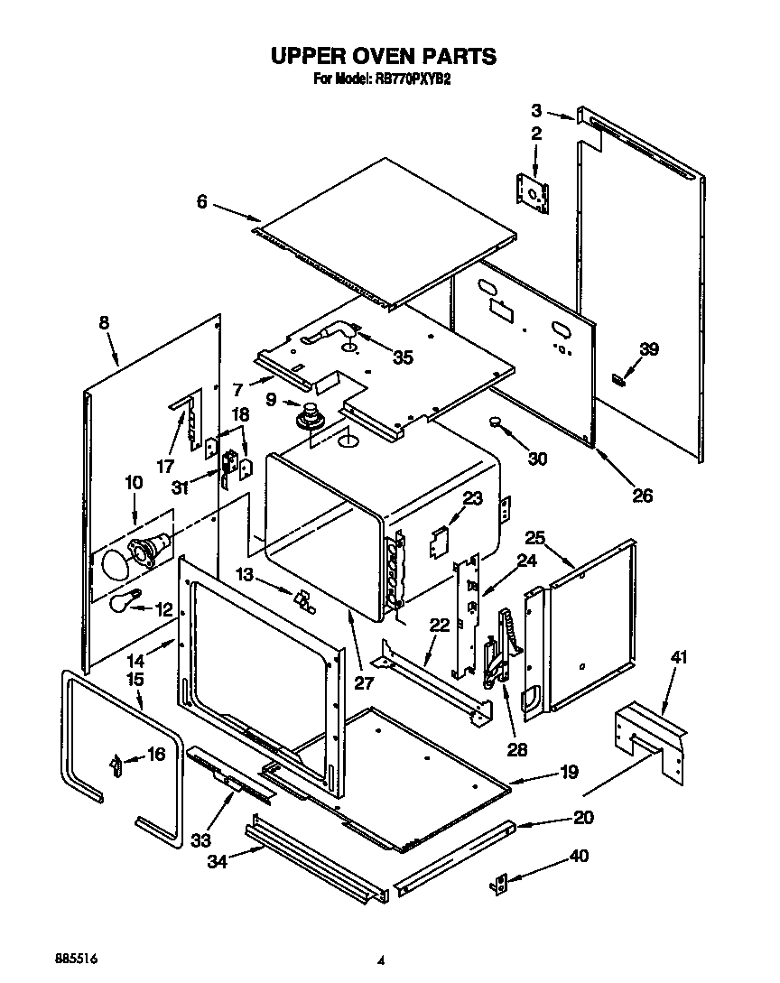 Whirlpool RB770PXYB2 upper oven diagram