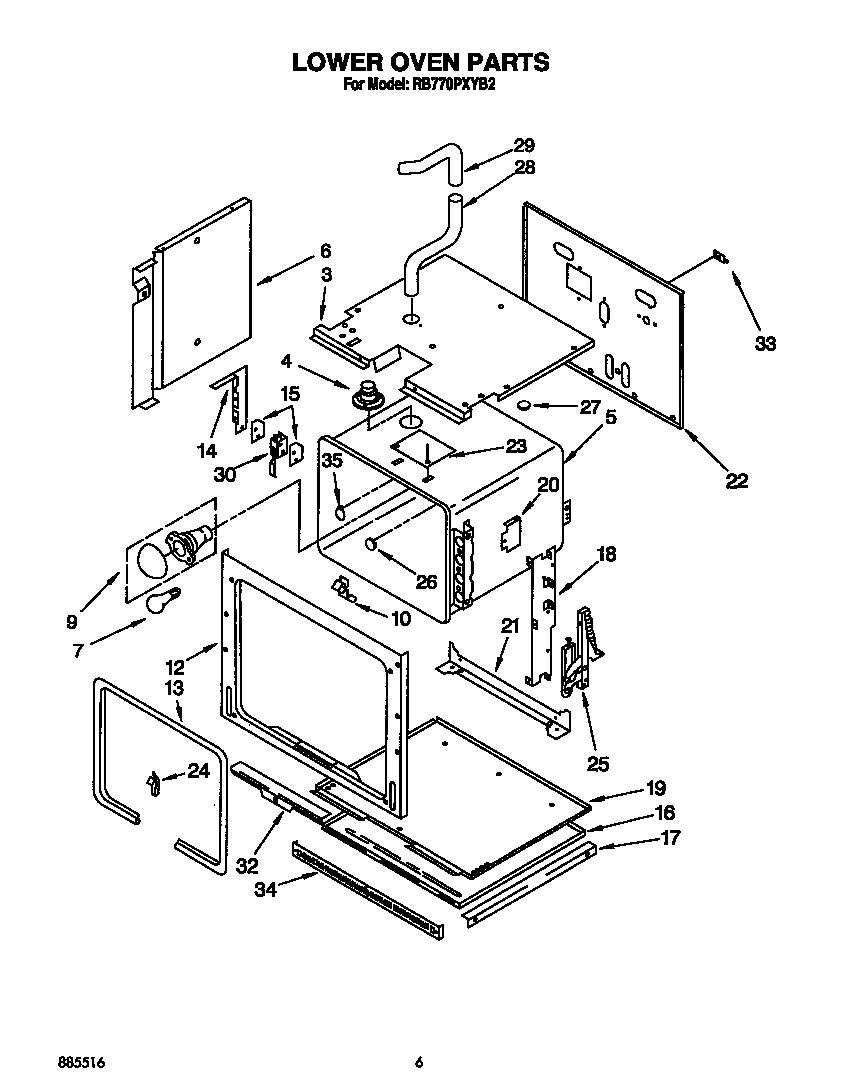 Whirlpool RB770PXYB2 lower oven diagram