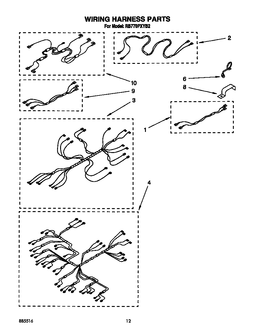 Whirlpool RB770PXYB2 wiring harness diagram