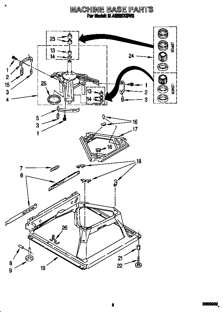 Whirlpool 3LA5580XSW3 machine base diagram