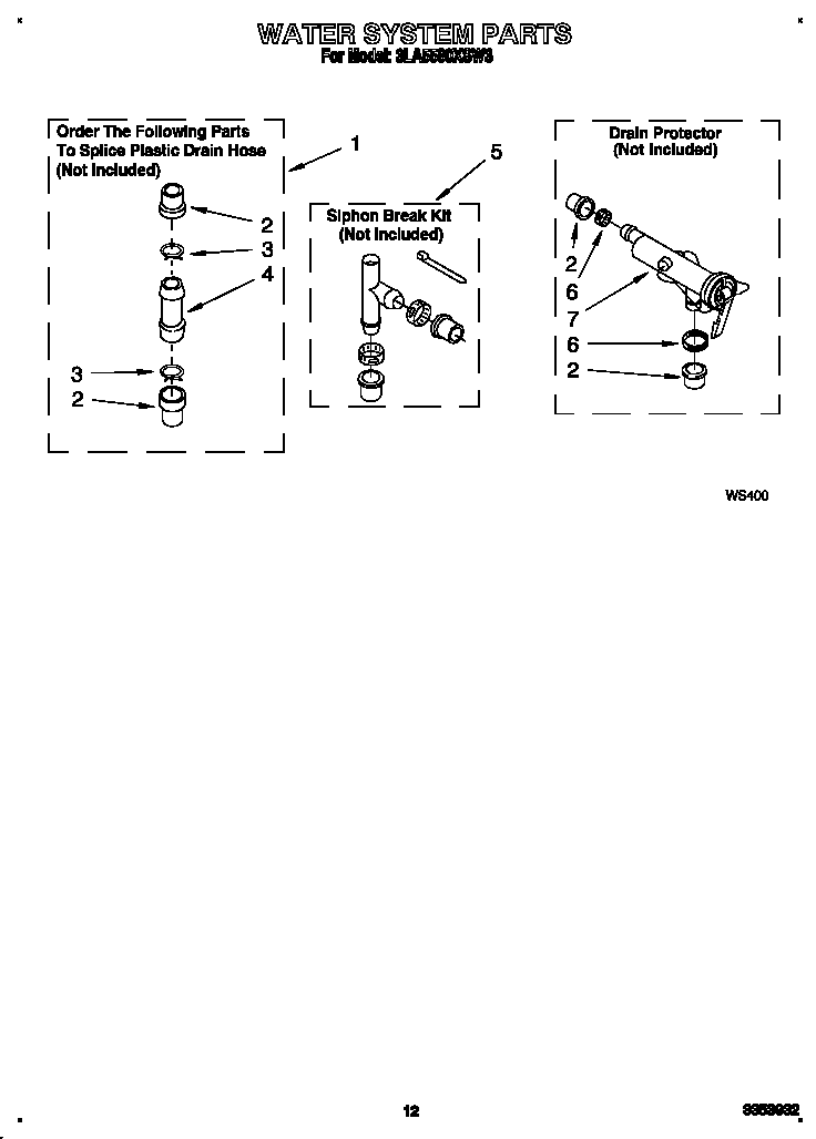 Whirlpool 3LA5580XSW3 water system diagram
