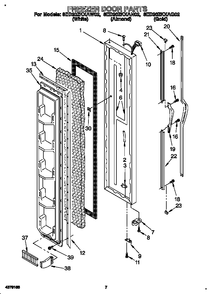 Whirlpool 8ED20ZKXAW02 freezer door diagram
