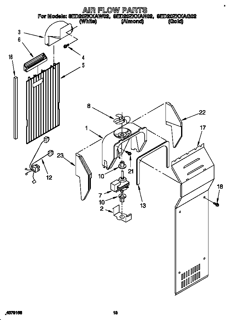 Whirlpool 8ED20ZKXAW02 air flow diagram