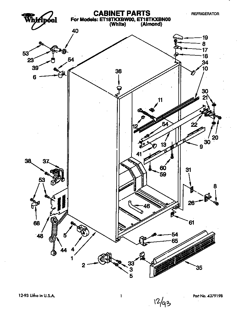 Whirlpool ET18TKXBW00 cabinet diagram