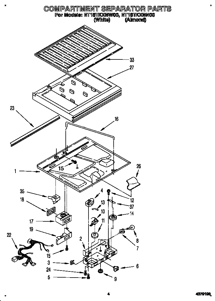 Whirlpool ET18TKXBW00 compartment separator diagram