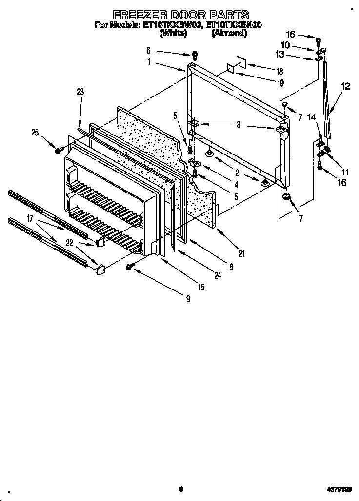 Whirlpool ET18TKXBW00 freezer door diagram