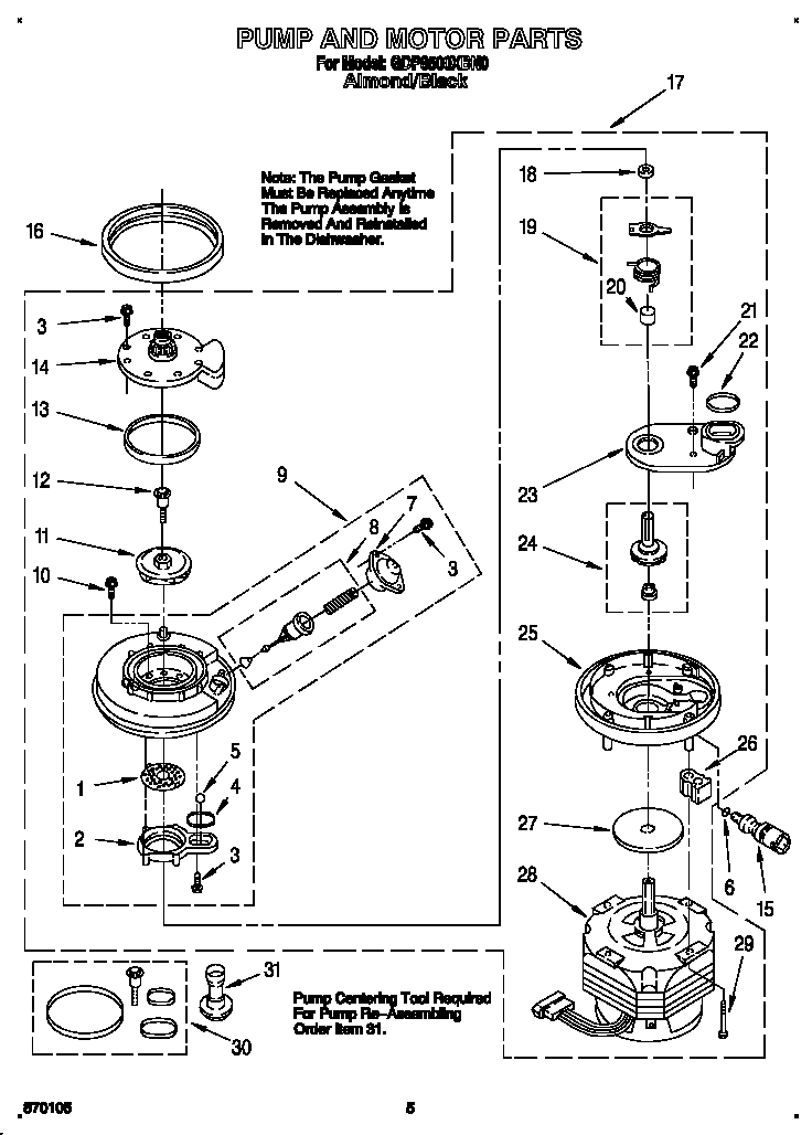 Whirlpool GDP8500XBN0 pump and motor diagram