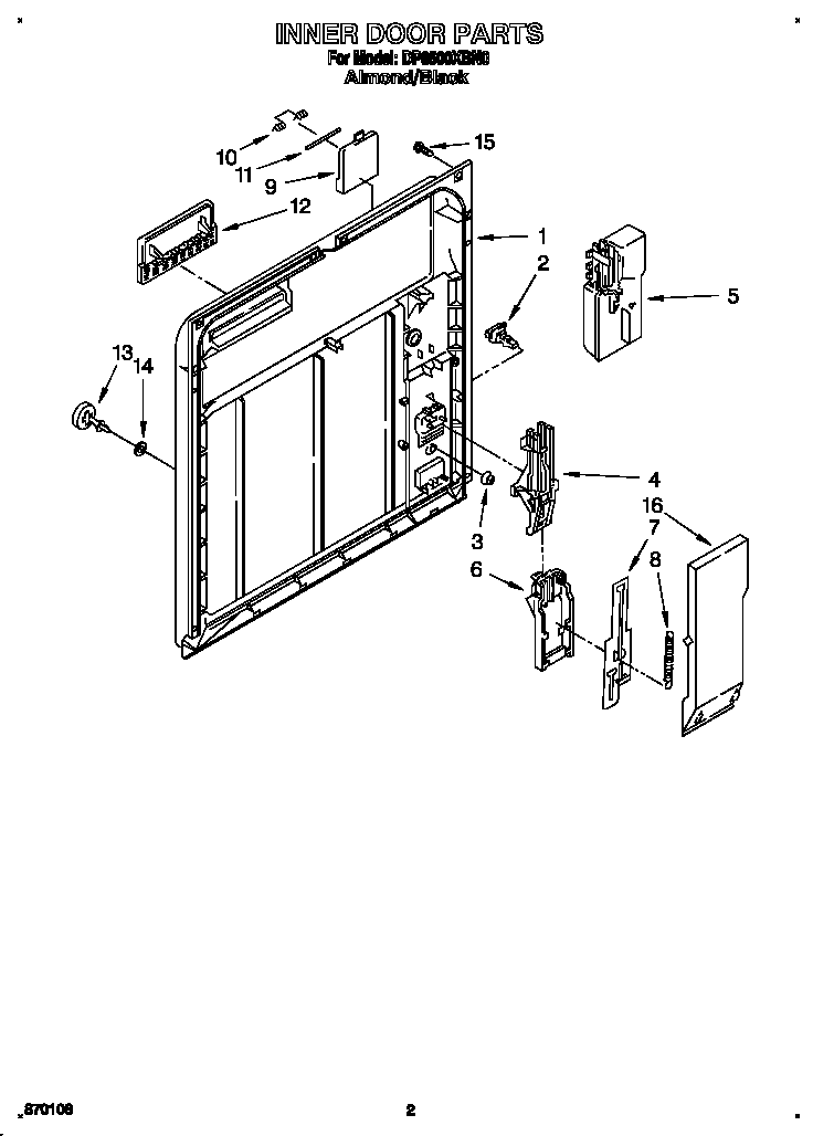 Whirlpool DP8500XBN0 inner door diagram
