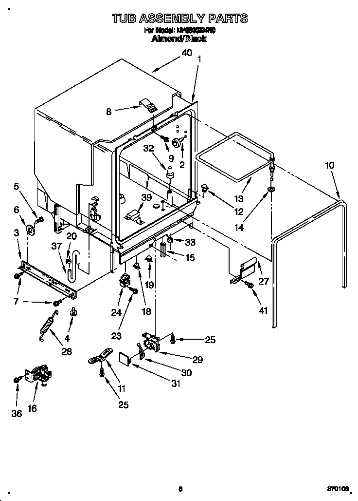 Whirlpool DP8500XBN0 tub assembly diagram