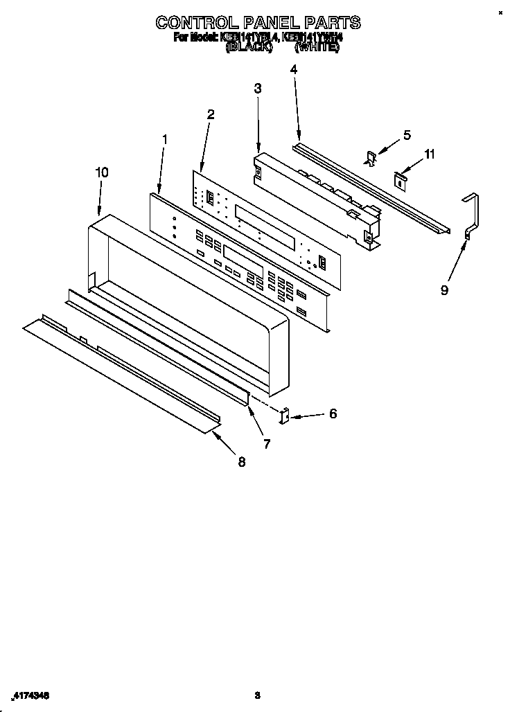 KitchenAid KEBI141YWH4 control panel diagram