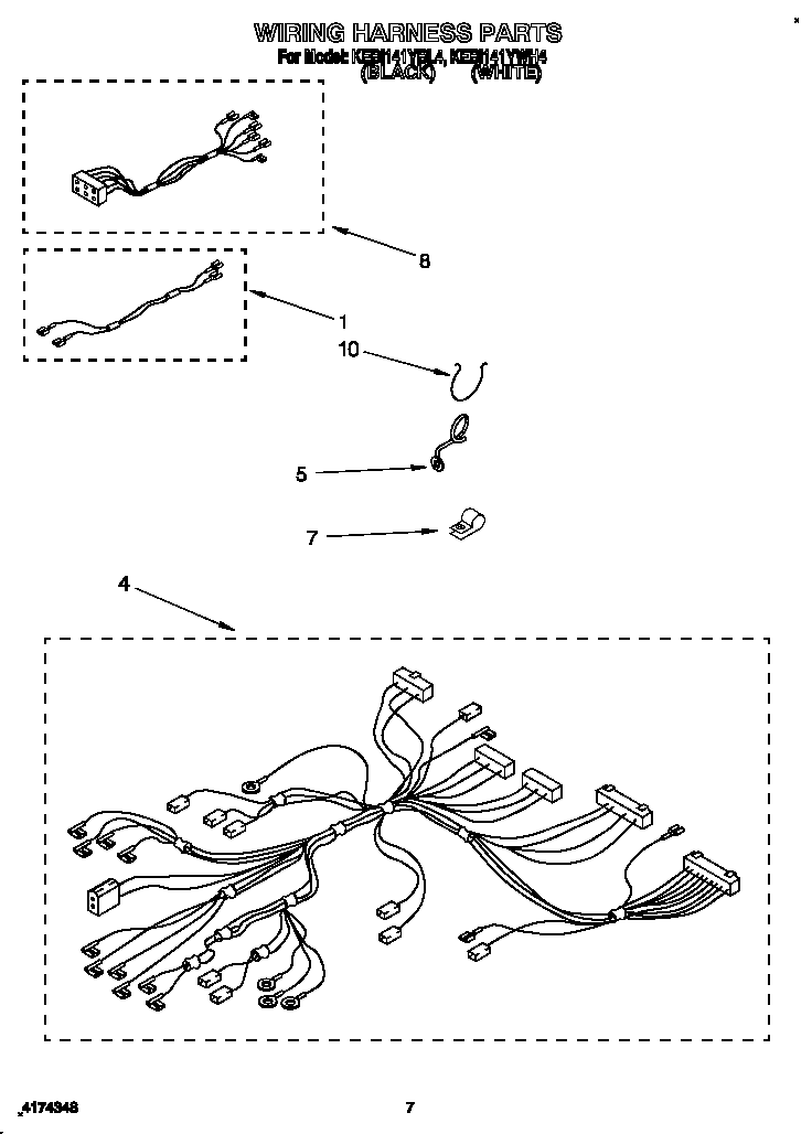 KitchenAid KEBI141YWH4 wiring harness diagram