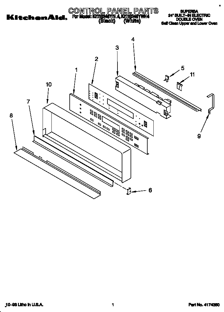 KitchenAid KEBS246YWH4 control panel diagram