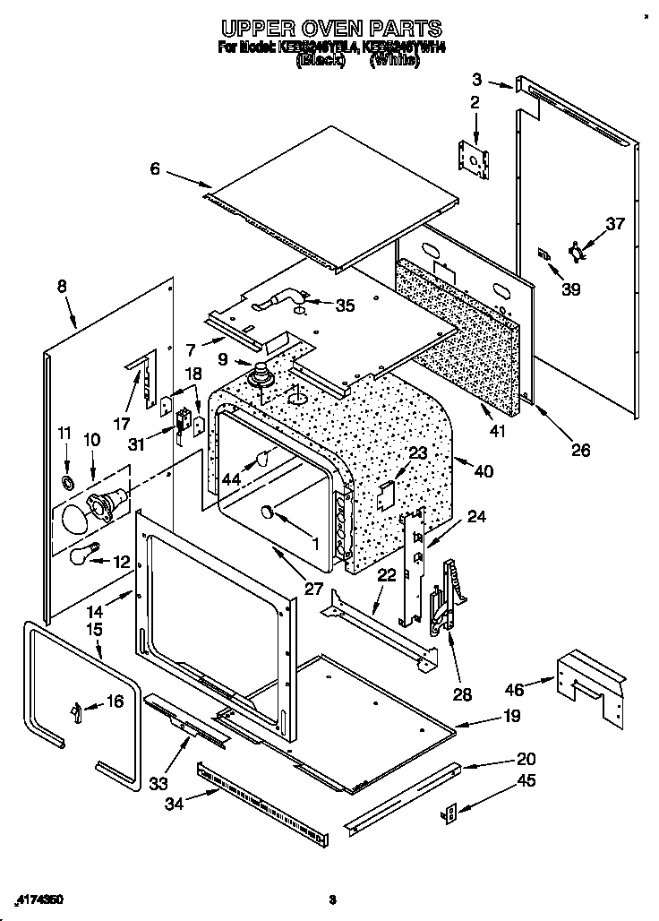 KitchenAid KEBS246YWH4 upper oven diagram