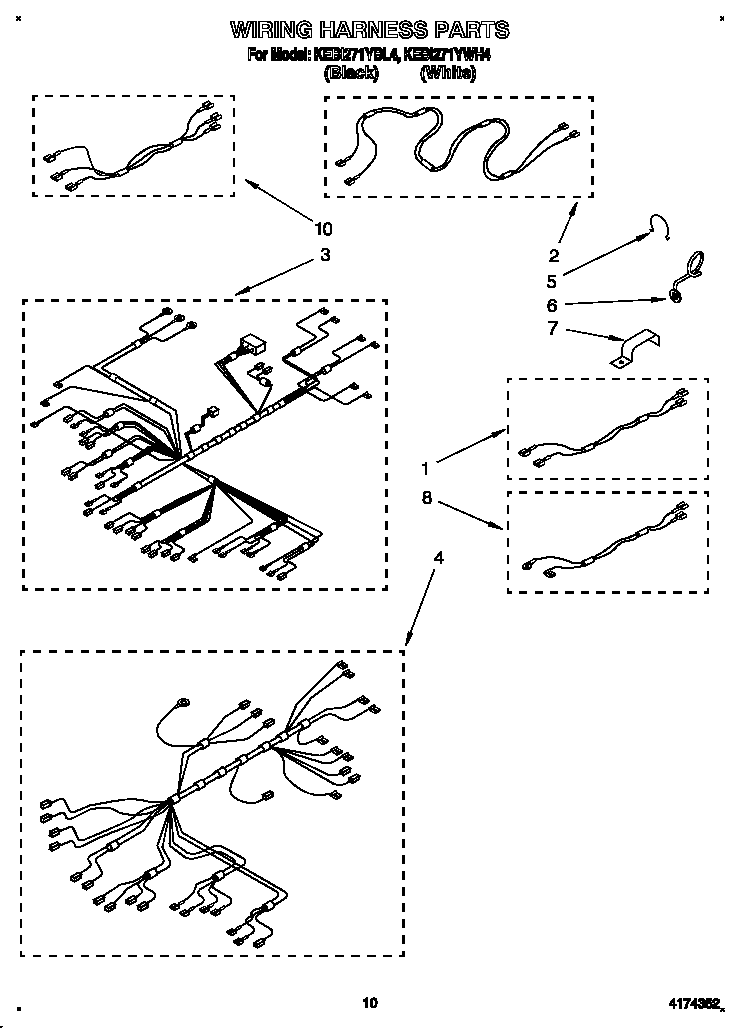 KitchenAid KEBI271YWH4 wiring harness diagram