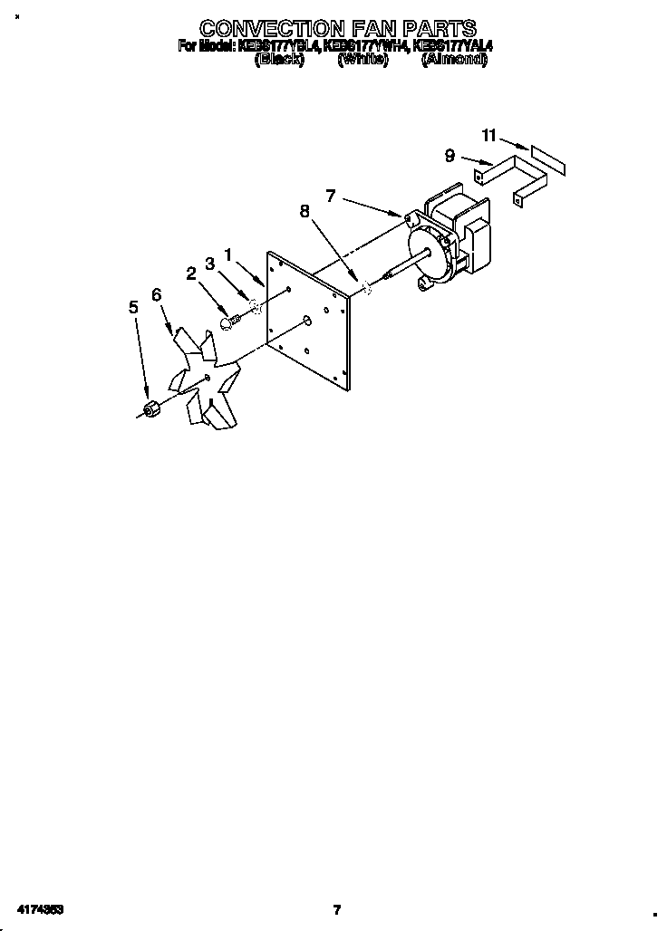 KitchenAid KEBS177YWH4 convection fan diagram