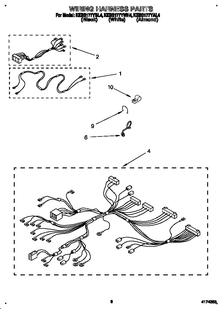 KitchenAid KEBS177YWH4 wiring harness diagram