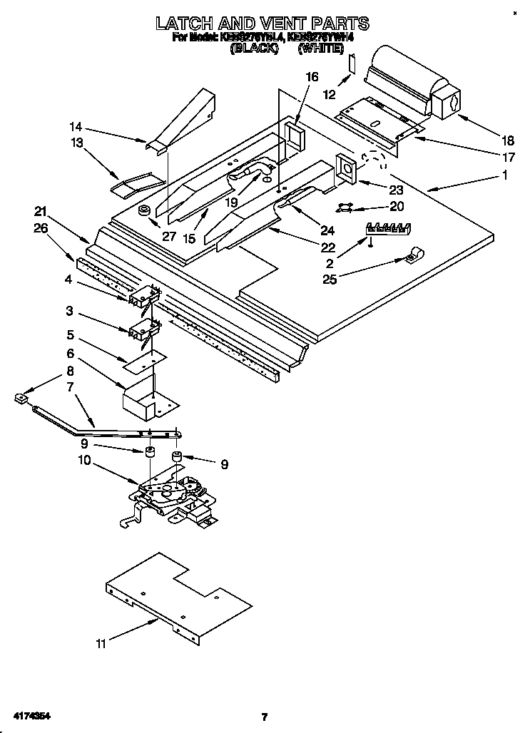 KitchenAid KEBS276YWH4 latch and vent diagram
