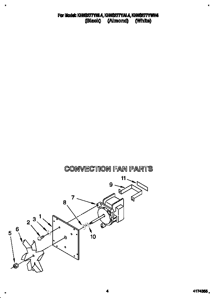 KitchenAid KEBS277YWH4 convection fan diagram