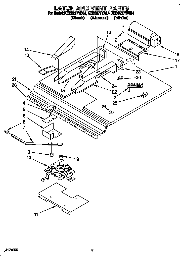 KitchenAid KEBS277YWH4 latch and vent diagram