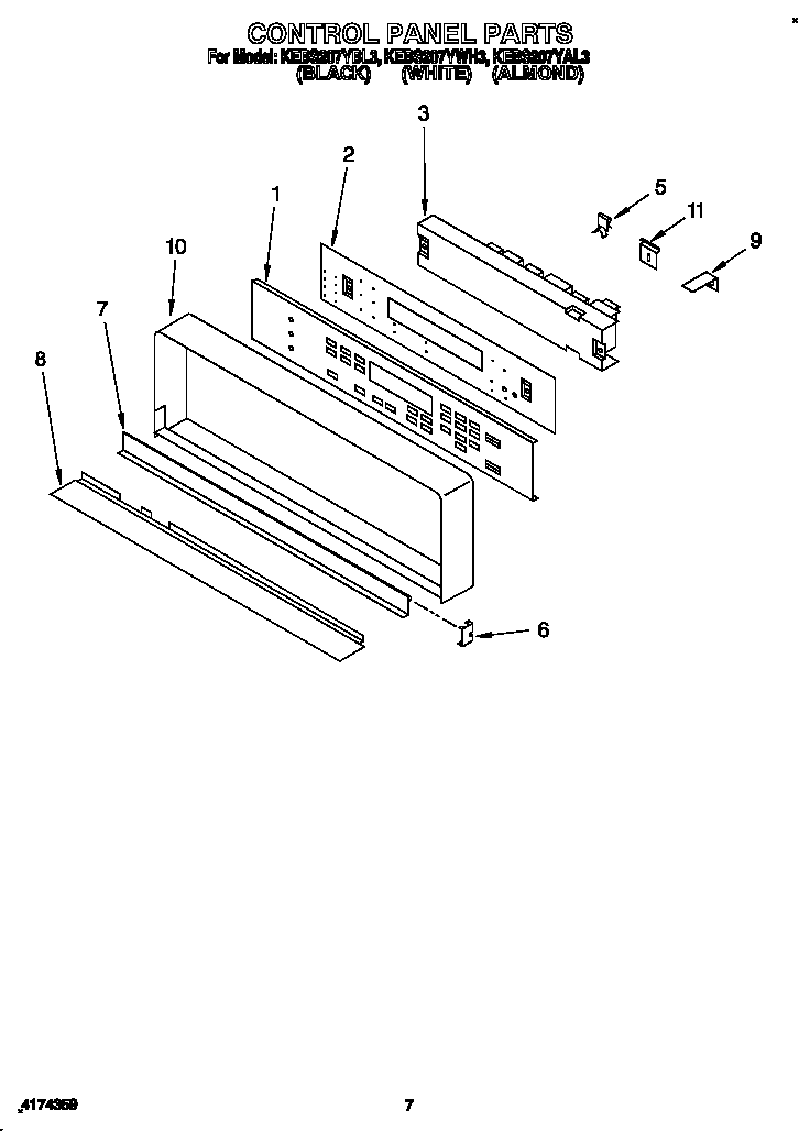 KitchenAid KEBS207YWH3 control panel diagram