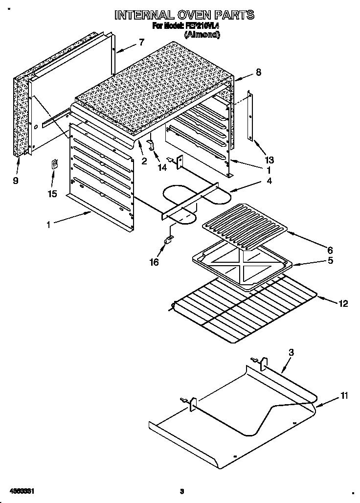 Roper FEP210VL4 internal oven diagram