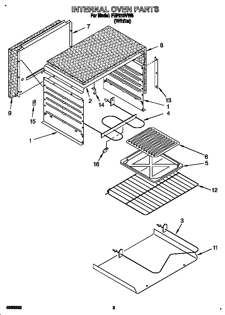 Roper FEP210VW5 internal oven diagram
