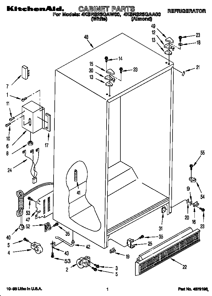 KitchenAid 4KSRS25QAW00 cabinet diagram