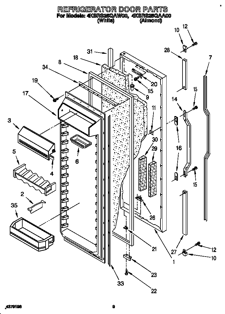 KitchenAid 4KSRS25QAW00 refrigerator door diagram