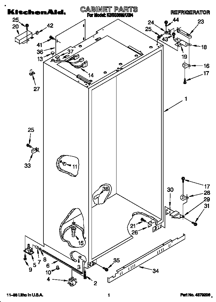 KitchenAid KSSS36MAX04 cabinet diagram