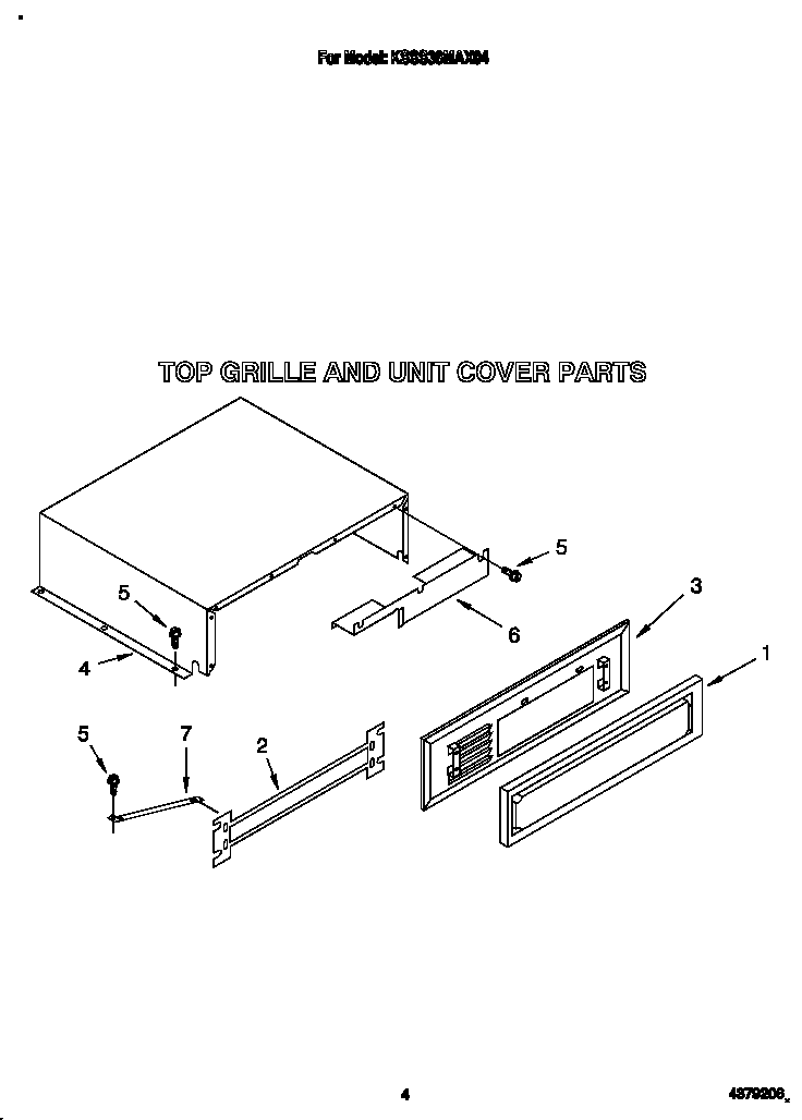 KitchenAid KSSS36MAX04 top grille and unit cover diagram