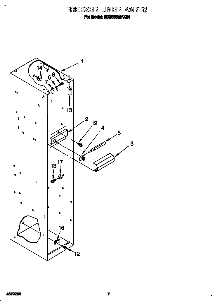 KitchenAid KSSS36MAX04 freezer liner diagram