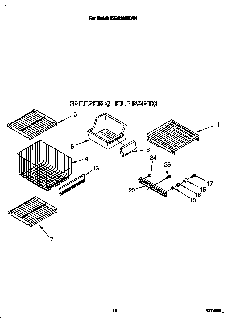 KitchenAid KSSS36MAX04 freezer shelf diagram