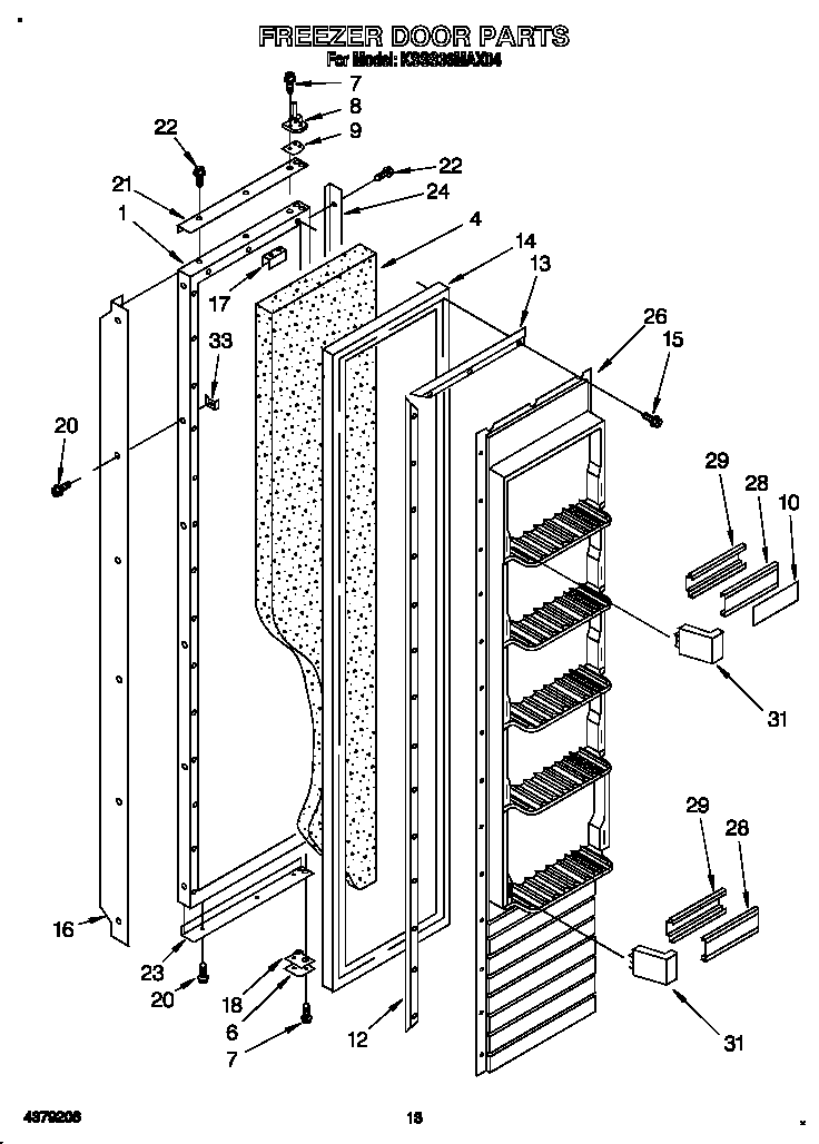 KitchenAid KSSS36MAX04 freezer door diagram