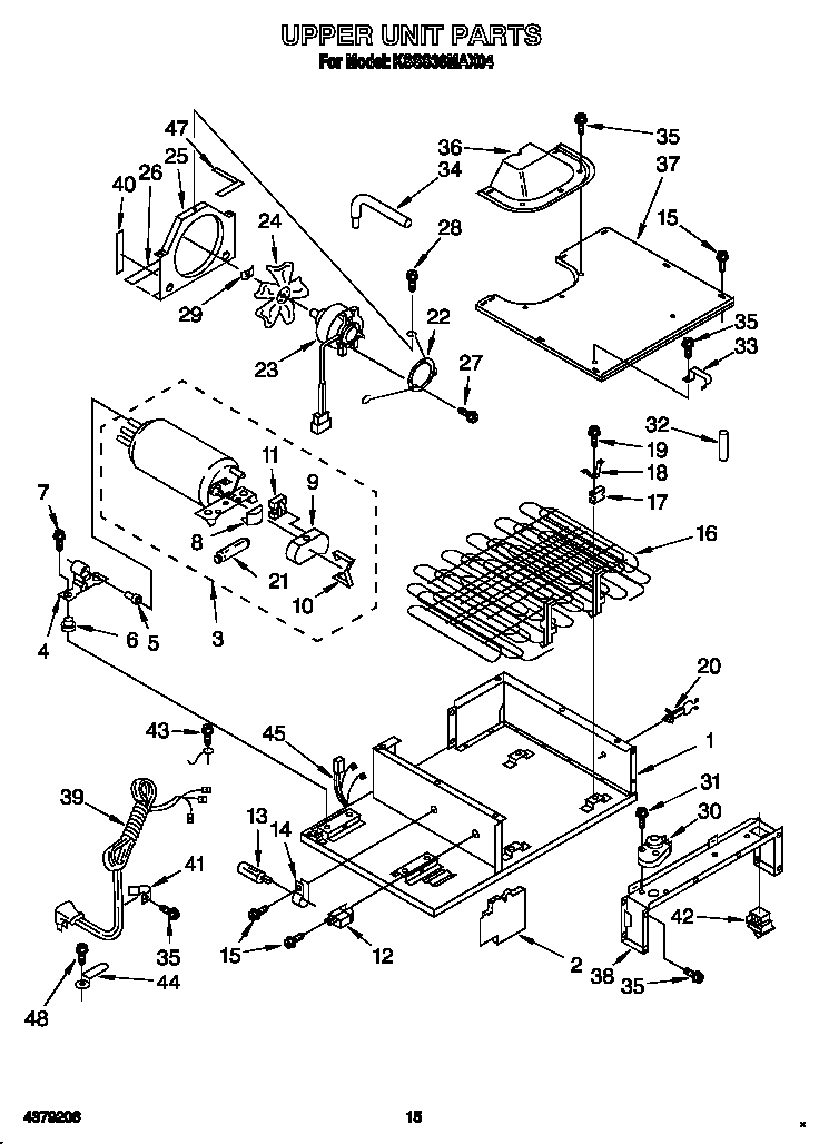 KitchenAid KSSS36MAX04 upper unit diagram