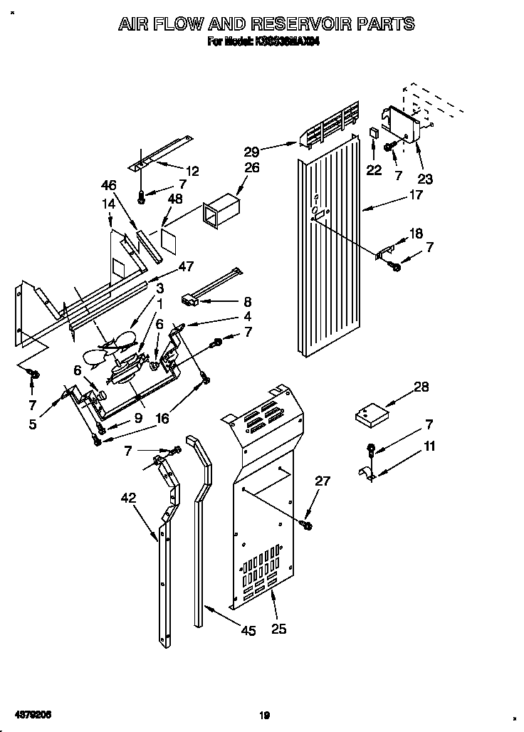 KitchenAid KSSS36MAX04 air flow and reservoir diagram